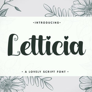 Letticia Font - Fuente linda, Fuente de caligrafía, Fuente femenina, Fuente para Cricut, Fuente audaz, Fuente de invitación de boda, Fuente manuscrita
