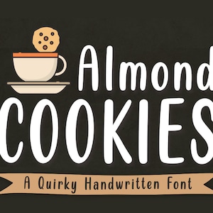 Almond Cookies Font - Cute Font, Display Font, Font for Kids, School Font, Crafty Font, Handwritten Font, Thin Font