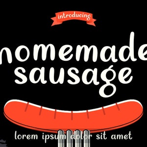 Homemade Sausage Font - Display Font, Handwritten Font, Quirky Font, Font for Sticker, Font for Posters, Font for Tshirts, Font for Crafting