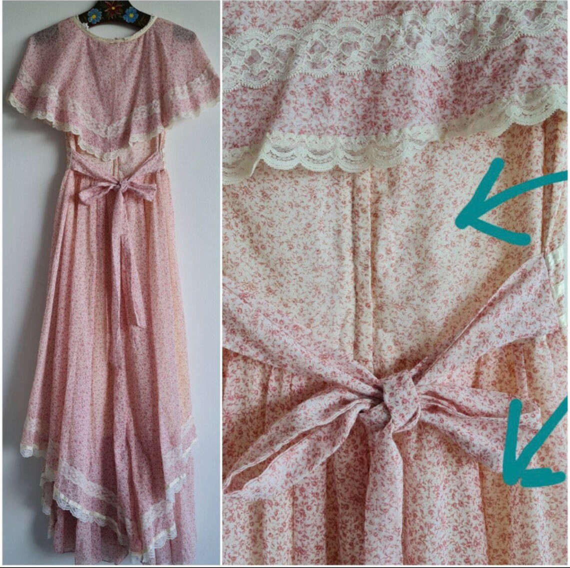 Vintage Dyed Pink Gunne-Sax style Formal Dress main image 1