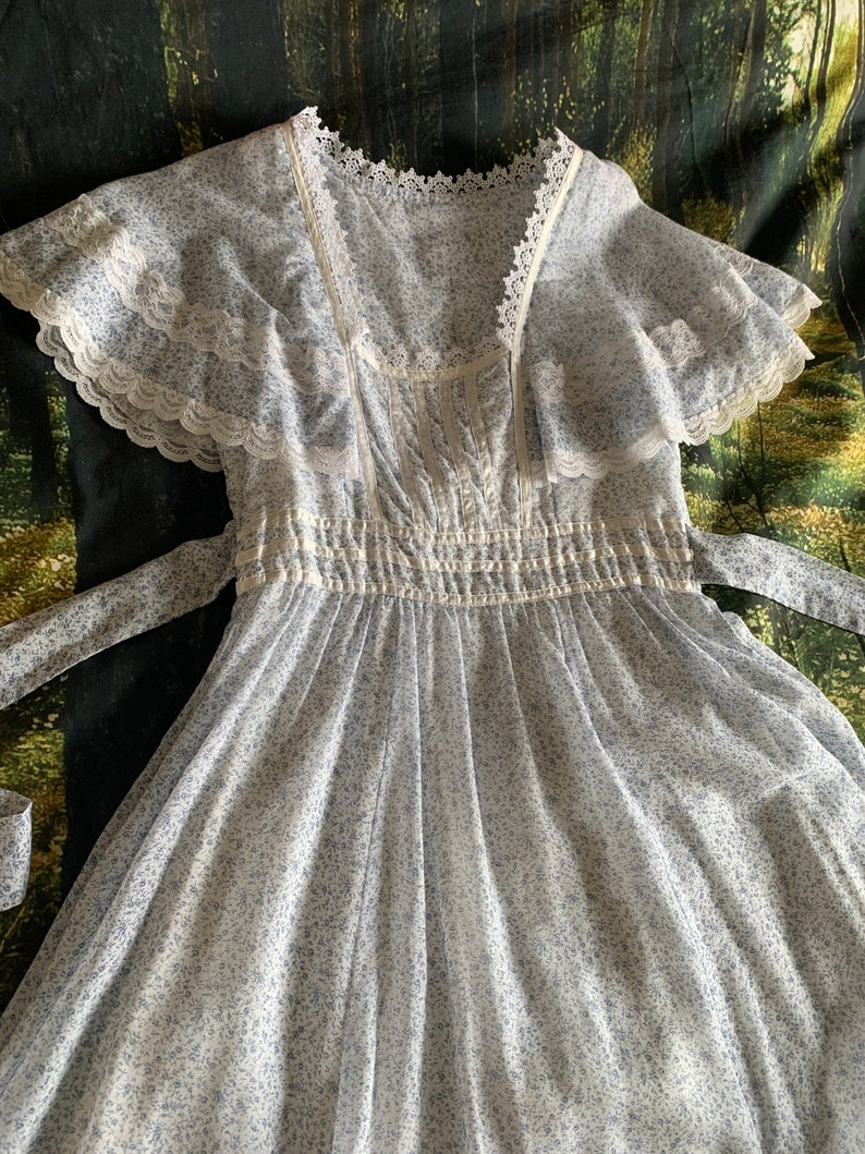 Blue Floral Gunne Sax Floorlength Prairie Dress image 4