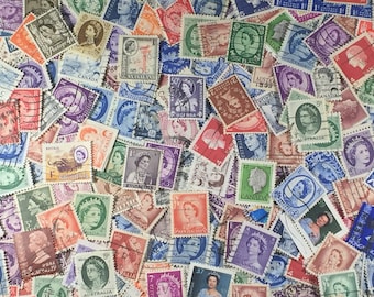 Queen Elizabeth II, 50 Different Vintage Stamps