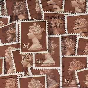 Stamp Art, Chestnut, Queen Elizabeth II, Machin, Groot-Brittannië, gebruikte postzegels, 26p