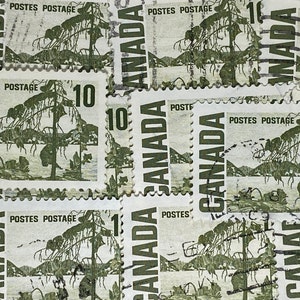 Stamp Art, Grün, Kanadische Wildnis 10 Cents, Kanada, gebrauchte Briefmarken