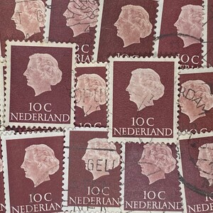 Stamp Art, Marrón, Regina Queen Juliana, 10 centavos, Países Bajos, sellos usados