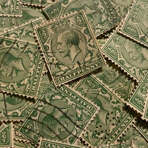 Stamp Art, Green, King George V, gebruikte postzegels