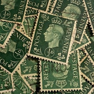 Stamp Art, Groen, Koning George VI, Groot-Brittannië, .5 Decimaal, gebruikte postzegels