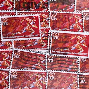 Stamp Art, Giochi Panamericani Indianapolis 1987, 22 centesimi, USA, francobolli usati