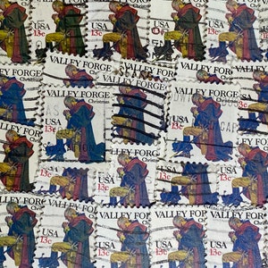Art du timbre, George Washington, Valley Forge, Noël, 13 cents, États-Unis, timbres oblitérés
