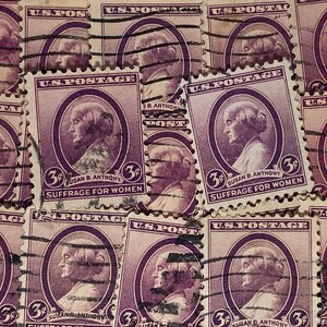 Sztuka znaczków, Susan B. Anthony, Suffrage for Women, 3 Cents, USA, używane znaczki