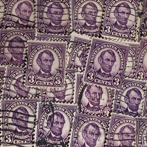 Arte de sellos, púrpura, Abraham Lincoln, 3 centavos, EE. UU., sellos usados