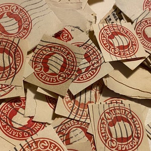 Stamp Art, Red, George Washington, VS, gebruikte postzegels van niet-papier tot vierkant