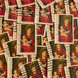 Stamp Art, Memling, National Gallery of Art, Christmas, USA, 5 cent, gebruikte postzegels