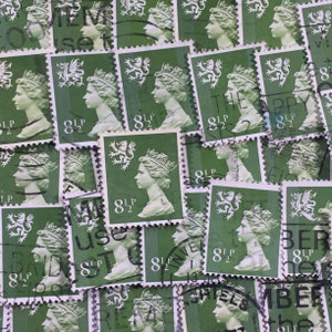 Stamp Art, geelgroen, koningin Elizabeth II, Machin, Groot-Brittannië, regionaal, gebruikte postzegels, 8,5 p