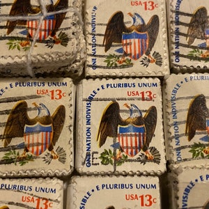 Stamp Art, Eagle, One Nation Indivisible, Amerikaanse postzegels, 13 cent, VS, gebruikte postzegels