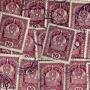 Stamp Art, Couronne, 10 Heller, Autriche, oblitérés grands timbres