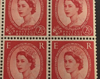 エリザベス2世女王切手、4枚、イギリス、1/2-3ペンス、ワイルドの若い