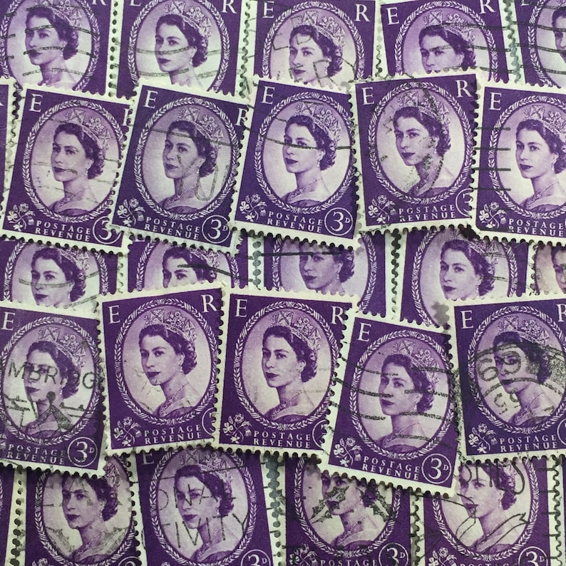 Stamp Art Purple Queen Elizabeth II Wilding Great Britain Etsy