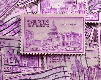 Stamp Art, Washington National Capital building, 1950, Pink, 3 cents, USA, large used stamps