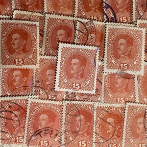 Stamp Art, Empereur Karl, 15 Heller, Autriche, grands timbres oblitérés