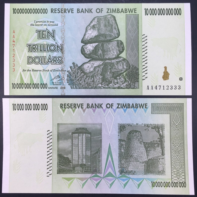 Billete De Un Trillon De Dolares Zimbabwe