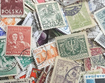 Vintage Poland Stamps - 100 Stamps Many duplicates 1920's - 1970's