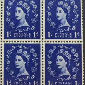Sellos de la Reina Isabel II, 4 x Gran Bretaña, 1/2d-3d, menta, retrato de Wilding joven