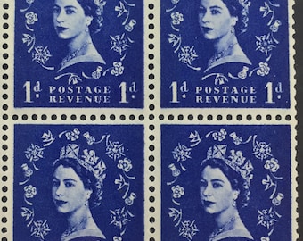 Queen Elizabeth II stamps,4 x Great Britain,1/2d-3d mint Wilding portrait young