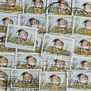 Stamp Art, Bird, Little Grebe, 20 centavos, Austrália, selos usados