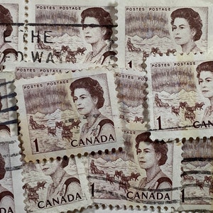 Stempelkunst, braun, Queen Elizabeth II, Kanada, 1 Cent, gebrauchte Briefmarken