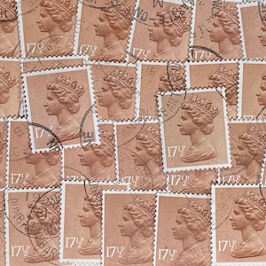 Stamp Art, Pale Chestnut, Reina Isabel II, Machin, Gran Bretaña, sellos usados, 17,5p