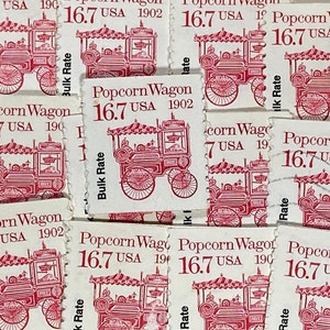Stamp Art, Popcorn Wagon 1902, 16,7 Cents, USA, gebrauchte Briefmarken