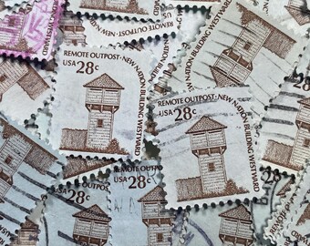 Stamp Art, Remote Outpost, Brown, 28 cents, USA, used stamps