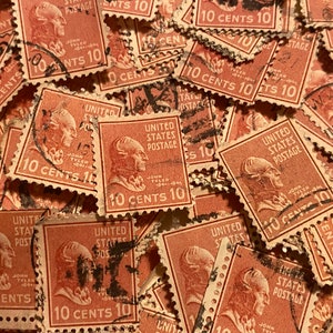 Stamp Art, Naranja, John Tyler, 10 centavos, EE.UU., sellos usados