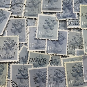 Collecting Postally Used 1973 Queen Elizabeth II 41/2p Bluish Grey Silver Stamps For Decoupage Craft Diaries