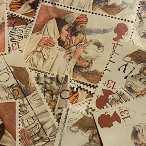 Sztuka znaczków, Scena Narodzenia, Boże Narodzenie, 13 pensów, Wielka Brytania, używane znaczki