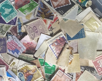 Stamp art - Vintage damaged stamps 100g