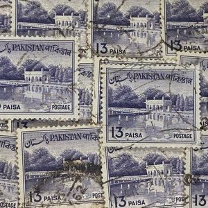 Stamp Art, Dark Blue, SHALIMAR GARDENS, 15 Paisa, Pakistan, gebrauchter großer Stempel