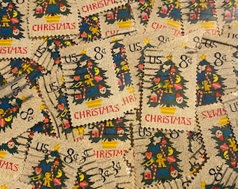Stamp Art, Tree, Christmas, USA, 8 cents, used stamps