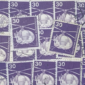 Stamp Art, Lila, Hubschrauber, 30 Mark, DDR, gebrauchte große Briefmarken
