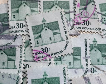 Stamp Art, American Schools, Green, 30 cents, USA, used stamps