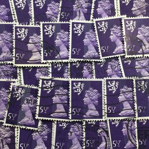 Stamp Art, Violet, Queen Elizabeth II, Machin, Groot-Brittannië, Regionale, gebruikte postzegels