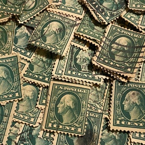 Arte de sellos, verde, George Washington, 1 centavo, EE. UU., sellos usados