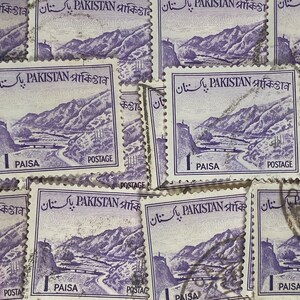 Stamp Art, Roxo, SHALIMAR GARDENS, 1 Paisa, Paquistão, grandes selos usados