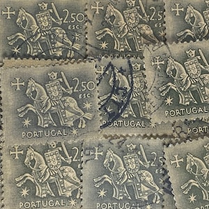 Stamp Art, Kohle, Ritter zu Pferd, 2,50 Escudo, Portugal, gebrauchte Stempel