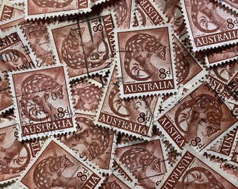 Stamp Art, Tiger Cat, 8 Decimal, Australia, used stamps