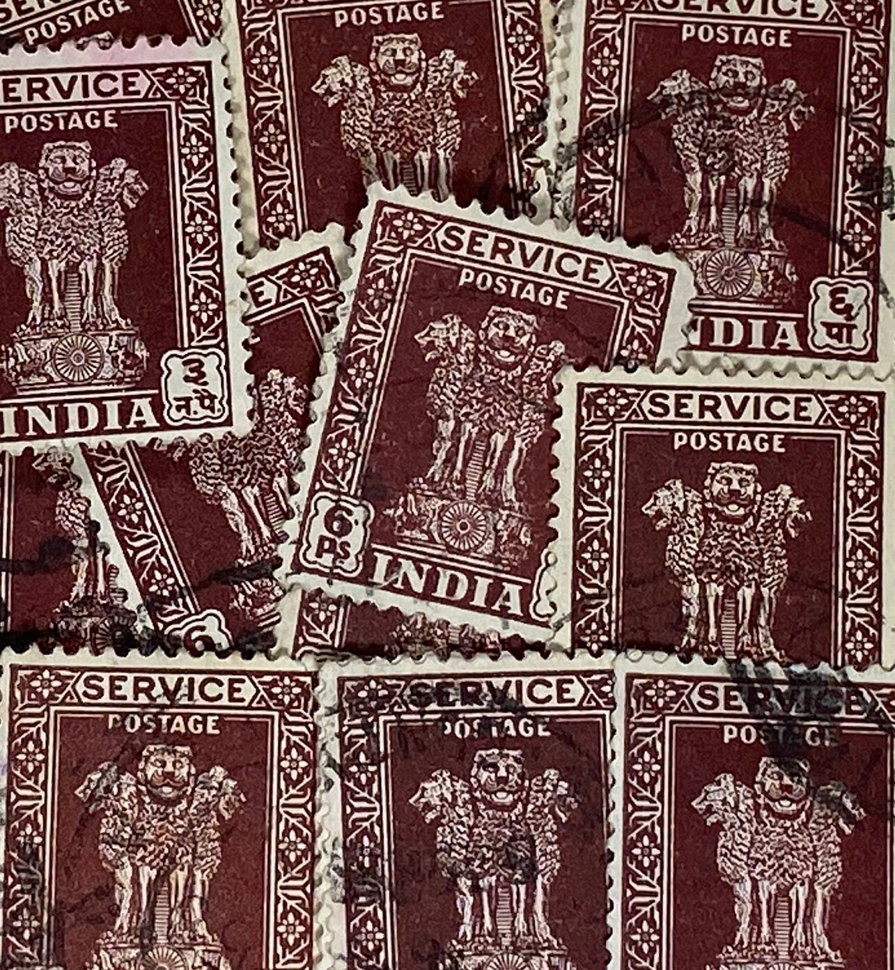 切手アート、Naye Paise、サービス、6np、インド、使用済み切手 - Etsy