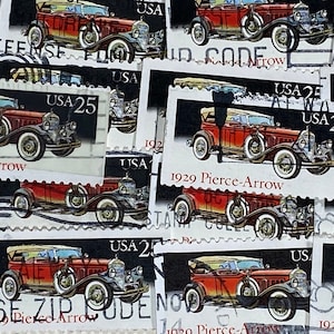 Stamp Art, 1929 Pierce-Arrow, Car, Automobile, 25 cents, USA, large used stamps