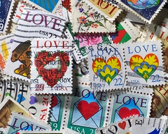 Vintage Topical Love Stamps - 100 Stamps Many Duplications 1980's - 1990's