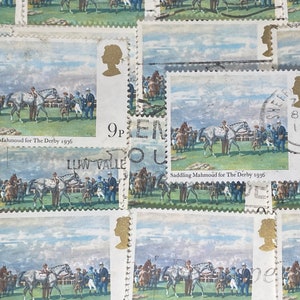 Stamp Art, Horse Racing, Sattler Mahmoud for The Derby, 9 Pence, Grossbritannien, gebrauchte grosse Briefmarken